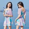Traje de Baño Entero para Mujer con Diseño de Lazo en V 2025, Falda, Cintura Alta, Cubre el Vientre, Aspecto Adelgazante, Traje de Baño Floral