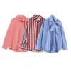 Comercio Exterior 2026 Primavera Nueva Moda Femenina Estilo Europeo y Americano Casual Holgada Cuello Alto Camisa Rayada Decorada con Lazo