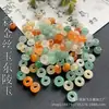 Anillos de Correr de Jade, Anillos Redondos de Agujero Grande Verde Ba Shan, Cuentas de Ábaco en Forma de Rosquilla, Cuentas Espaciadoras, Accesorios para Joyería, Materiales para Manualidades al por Mayor