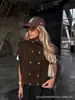 Ins Comercio Electrónico Transfronterizo Ropa de Mujer Primavera y Otoño Nuevo Estilo Elegante Sin Mangas Cuello Alto Plisado Doble Botonadura Chaleco Chaqueta Chaleco