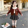 Conjunto Infantil Primavera Outono 2026 Novo Estiloso Saia Plissada Bebê Outono Moda Estilo Acadêmico Roupas de Outono Casual