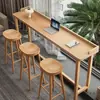 Mesa de Bar para Balcón para Uso Doméstico, Mesa Larga Sencilla de Madera Maciza, Mesa Estrecha Contra la Ventana, Patas Altas y Bajas, Mesa Larga, Mesa Alta y Sillas Contra la Pared