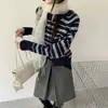Estilo Coreano Pedido de Seguimiento Artículos de Calidad Otoño/Invierno 2026 Lleno de Sensación de Alta Gama Suéter Cardigan de Rayas Bloque de Color para Mujer