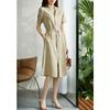 Gran Venta Procesando Color Puro Casual Elegante Cuello Medio Abierto Cintura Primavera Nuevo Viajero Look Adelgazante Vestido Línea A