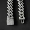 Collar de Hip Hop Transfronterizo Europeo y Americano, Pulsera Cubana, Zircón Cuadrado Dos Filas Enlace de Bambú, Cadena Cubana Collar de Hip Hop