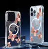 Mariposa Rojo Marrón Succión Magnética Adecuado para Apple Iphone15/16/17Promax Transparente Todo Incluido 16 Funda Protectora para Teléfono Móvil