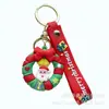 Llavero de Santa Claus transfronterizo, colgante de figura de goma blanda 3D, colgante de suministros navideños de dibujos animados, decoración de árbol de Navidad