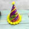 Chapéu de aniversário de bola de pelo decoração de festa adulto crianças bebê ano de idade internet celebridade desenho animado chapéu pontudo arco-íris pompom chapéu