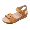 Sandalias de comercio exterior transfronterizo nuevas de 2023 para mujer, de Amazon, con cuña, velcro, suela gruesa, talla grande, de una sola palabra.