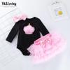 Verão Novo Feminino Infantil Algodão de Alta Qualidade Moda Manga Longa Vestido Tutu Hama Seis Camadas Conjunto 0-2 Anos Roupa Infantil
