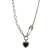 Collar Negro de Amor de Verano para Mujer Diseño Avanzado Sentido de Diseño Nicho Pines Costura Dulce Fresco Cadena de Cuello Decoraciones de Cadena