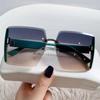 Gafas de sol de recorte sin montura cuadradas nuevas 2022 Personalidad popular de Internet Gafas de marca grande Montura grande Gafas de sol de moda Venta al por mayor
