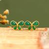 [Agulha de prata não é alérgica] brincos de tarraxa da moda nacional s925 incrustados com calcedônia natural ágata borboleta brincos de temperamento simples