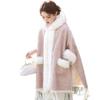 Estilo Nuevo Invierno 2026 Chal Grande Cálido y Engrosado, Poncho de Lana de Cordero Cálido de Color Sólido y Polar