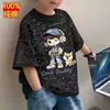 Camiseta Casual de Manga Curta 100% Algodão para Meninos 2026 Novo Estilo de Verão Roupas Infantis Roupas de Bebê Tops Versáteis e Modernos Camiseta da Moda