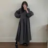 Tamanhos atualizados disponíveis: Vestido longo solto e relaxado, estilo outono chic coreano, novo modelo, tamanho grande