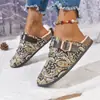 Sandalias de Talla Grande de Comercio Exterior Verano 2025 Nuevas Planas con Punta Estampada Sandalias de Estilo Étnico Bohemio para Mujer