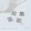 Chapado en Oro de 14K Zircón Flor de Trébol de Cuatro Hojas Separadores Blancos Dorados Hechos a Mano con Cuentas de Cristal Accesorios para Joyería DIY