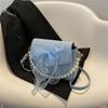 Bolso Decorado con Bufanda de Lazo para Mujer 2025 Nueva Moda Casual Versátil Dama Dulce Bandolera Bolso Cuadrado Pequeño