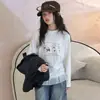 Colete de Couro Outono para Meninas Médias e Grandes Roupas Infantis Meninas Estiloso Preto Solto Colete Estiloso Versátil Tendência