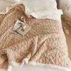 Manta Doble Cara de Lana de Cordero y Tafetán TK Amazon Temu Jacquard Color Sólido Manta de Aire Acondicionado Regalo Transfronterizo