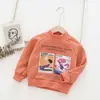 Inverno Infantil Novidades Gola Meia-Alta Moletom Forrado com Lã Estilo Coreano Estampado Roupa Externa Bebê Top Atacado