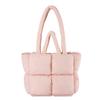 Bolsa de Plumón Ropa de Algodón Bolso de Mano Nuevo 2025 para Mujer Bolso de Hombro Relleno de Algodón Cuadriculado Moda Bolso Tote Simple