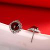 Pendientes Antiguos de Moda Plateados para Mujer de Plata S925 Joyería Pendientes Retro de Ámbar Rojo para Mujer Pendientes Sencillos