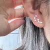 Pendientes de Corazón de Tres Eslabones de Plata de Ley S925, Estilo Coreano, Sencillos, Dulces, Tridimensionales, Exquisitos, Modernos, Versátiles, Pendientes de Diseño de Nicho