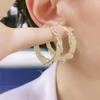 Pendientes de plata S925 con diseño de aguja de Corea, Dongdaemun, Internet, moda popular, personalidad, malla hueca, cristal trenzado, viento frío