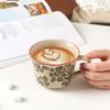 Taza de Café con Grietas de Hielo Americana Retro de Alto Valor Taza de Flores Exquisita para el Hogar Nueva Taza para Leche para Desayuno