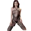 Lingerie Premium Malha Uniforme Tentação Vazada Sexy Abertura no Gancho Peça Única Roupa de Dormir Meias Meias de Malha 6020