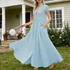 Desea Sitio Independiente Comercio Exterior Transfronterizo Elegante y Gracioso Vestido Largo de Cuello Alto con Cintura Alta, Falda Plisada y Fluida