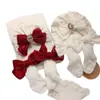 Conjunto de Chapéu e Meias para Bebê Menina, Chapéu Pulôver com Laço e Strass, Touca para Proteção da Moleira de Recém-nascido, Chapéu Indiano