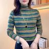 Camisa de base para mães de meia-idade e idosas, outono e inverno, novo estilo, blusa casual, gola alta, manga comprida, camiseta feminina, camisa pequena