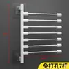 Toallero Giratorio de Múltiples Barras Colgador de Acero Inoxidable sin Taladro para Baño Artefacto Plegable Estante de Almacenamiento Multifuncional para Baño