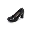 Elegantes Sapatos Mary Jane de Tira Única Estilo Hepburn Femininos Novos Salto Bloco Bico Redondo Baixo Salto Alto Salto Bloco Sapatilhas de Couro Bovino