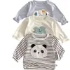 Camiseta bordada para niños, nuevo estilo primavera/otoño, top de manga larga a la moda, camiseta interior estilo coreano para niños, atuendo de primavera para niñas pequeñas
