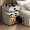 Mesa de Cabeceira Cofre com Trava de Senha, Cofre de Cabeceira Multifuncional para Quarto de Uso Doméstico, Armazenamento em Madeira Maciça