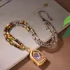 Nueva Cuerda para Colgante Estilo Tibetano Chino Piedra Ojo de Tigre Cuerda para Colgante Thangka Estilo Palacio Estilo Chino Collar de Cristal Zakiram