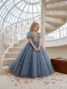 Comércio Exterior Atacado Novo Estilo Vestido Lantejoula Manga Bufante, Vestido Princesa Renda para Sessão de Fotos de Festa, Vestido Formal Infantil