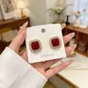 Brincos Quadrados de Ponto com Strass Ankela Vermelho Retro Francês Outono/Inverno Mais Vendidos Simples Elegantes Temperamento Celebridade da Internet Brincos Mais Vendidos