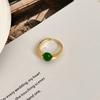 Anillo de imitación de piedra de jade hetiano para mujer, diseño de nicho de moda, alta gama, con un distintivo anillo verde de abuela con apertura para el dedo índice.
