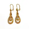 Brincos de ouro 18K banhado estilo americano retrô transfronteiriço com zircônia incrustada, diamante flash, vazados, tendência da moda para mulheres