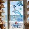 Pegatinas Electrostáticas Transparentes para Vidrio de Vida Marina Azul Océano de Verano Transfronterizas para Centros Comerciales y Oficinas Decoración de Pegatinas Electrostáticas para Ventanas
