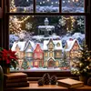 Festival de Navidad Estilo Múltiple Casas de Navidad Pueblo Pegatinas para Ventanas Vidrio de Escaparates Puertas de Cristal Decoración para el Hogar Pegatinas Electrostáticas para Vidrio