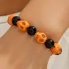 Moda Retro de Halloween Europea y Americana Transfronteriza Pulsera Sencilla de Turquesa Sintética con Calavera y Perlas Elásticas Venta al por Mayor