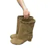 Zapatos de mujer de nicho, nuevo modelo de principios de otoño, gamuza lisa, versátiles de alta gama, adelgazantes, para uso diario, slip-on, tacón redondo, que aumentan la altura, botas de moda