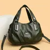 Bolso de mano popular de comercio exterior, bolso tote para mujer, bolso de hombro de cuero suave vintage de tres capas, bolso elegante para mujer, bolso tote de moda