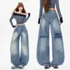 2026 Novo Design Vintage Estilo de Rua Jeans Largos de Perna Larga Calças Banana para Mulheres